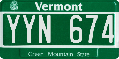 VT license plate YYN674