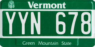 VT license plate YYN678
