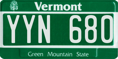 VT license plate YYN680