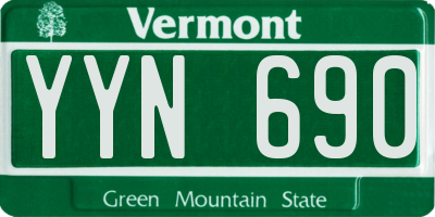 VT license plate YYN690