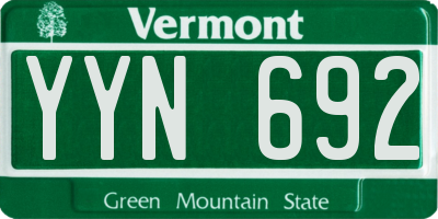 VT license plate YYN692