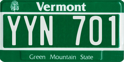 VT license plate YYN701