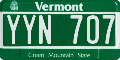 VT license plate YYN707