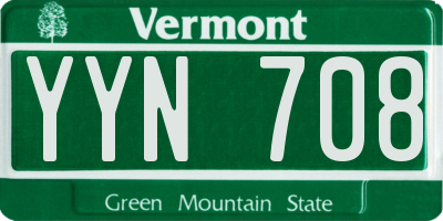 VT license plate YYN708