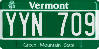 VT license plate YYN709