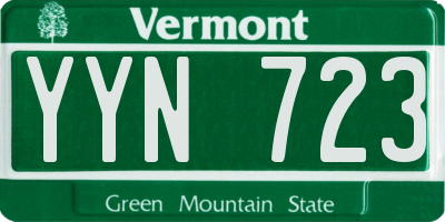 VT license plate YYN723