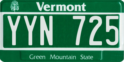 VT license plate YYN725