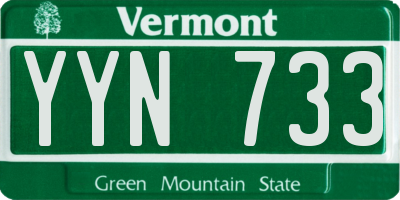 VT license plate YYN733