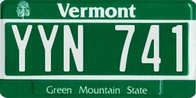 VT license plate YYN741