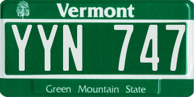 VT license plate YYN747