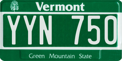 VT license plate YYN750