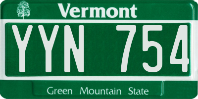VT license plate YYN754