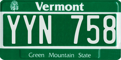 VT license plate YYN758