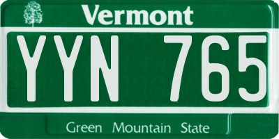 VT license plate YYN765