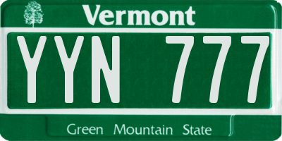 VT license plate YYN777
