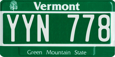 VT license plate YYN778