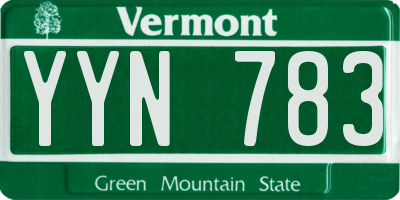 VT license plate YYN783