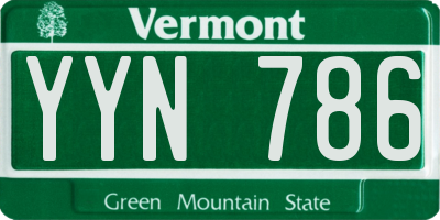 VT license plate YYN786