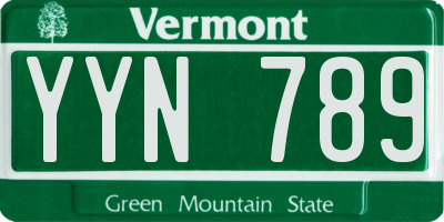 VT license plate YYN789