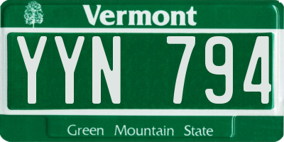 VT license plate YYN794