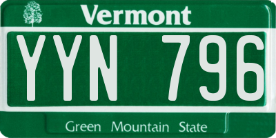 VT license plate YYN796
