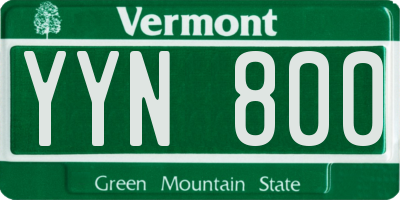 VT license plate YYN800