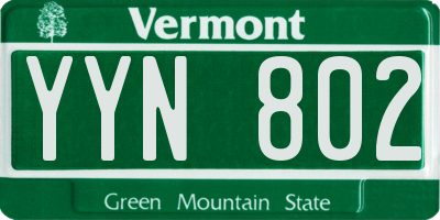 VT license plate YYN802