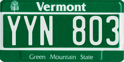 VT license plate YYN803