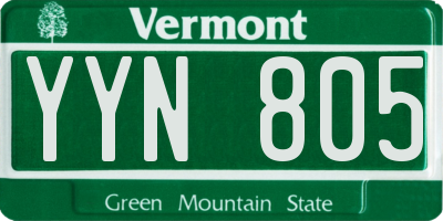 VT license plate YYN805