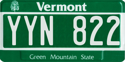 VT license plate YYN822