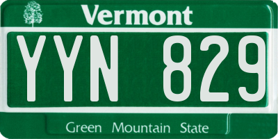 VT license plate YYN829