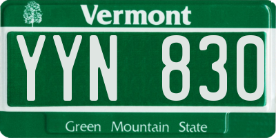 VT license plate YYN830