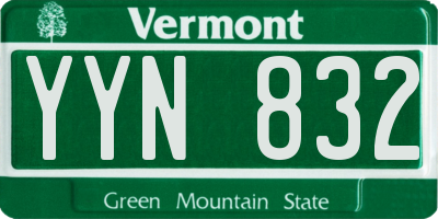 VT license plate YYN832