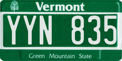 VT license plate YYN835