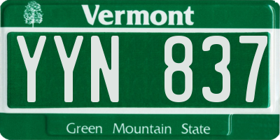 VT license plate YYN837