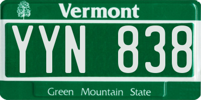 VT license plate YYN838