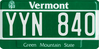 VT license plate YYN840
