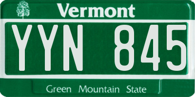 VT license plate YYN845