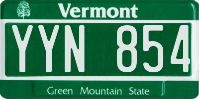 VT license plate YYN854