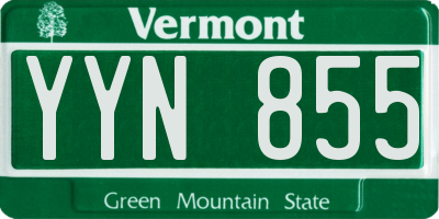 VT license plate YYN855