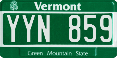VT license plate YYN859