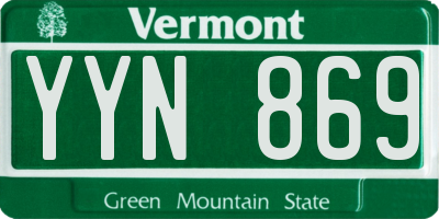 VT license plate YYN869