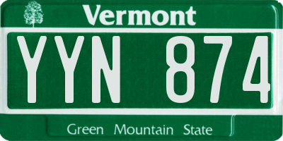 VT license plate YYN874