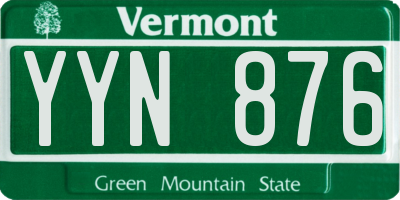 VT license plate YYN876