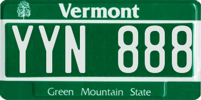 VT license plate YYN888