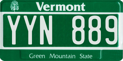 VT license plate YYN889