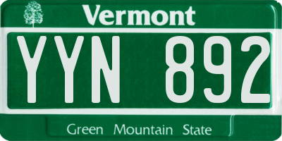 VT license plate YYN892