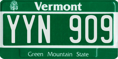 VT license plate YYN909