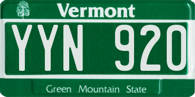 VT license plate YYN920