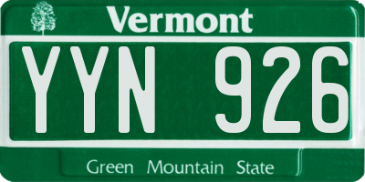 VT license plate YYN926